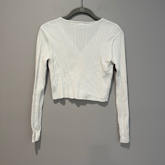 Garage White Ribbed Button-Up Cardigan - Picture 2 of 3